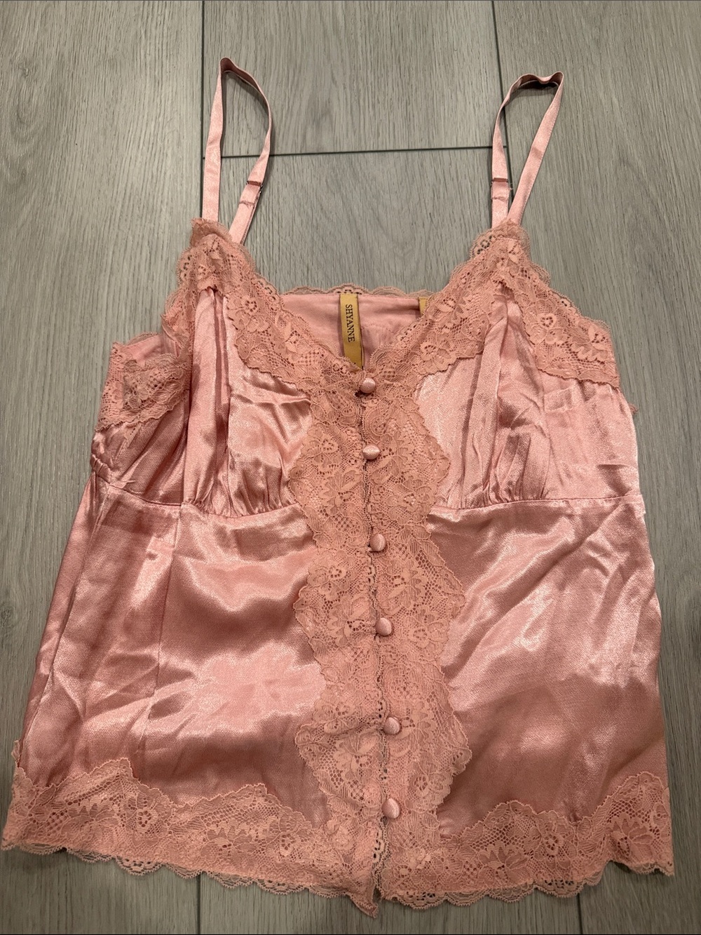 Shyanne Blush Pink Satin Lace Cami Tank